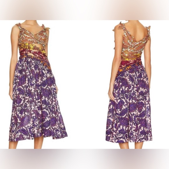 zimmermann tiggy bow midi dress ZIMMERMANN Tiggy Bow-Embellished Linen Midi Dress